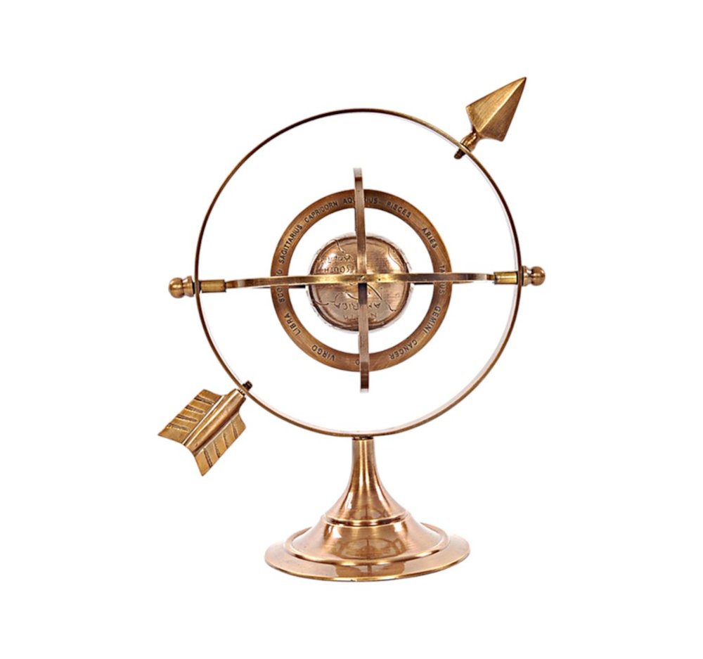 8" Bronze Metal Armillary Sphere Tabletop Sculpture HomeRoots