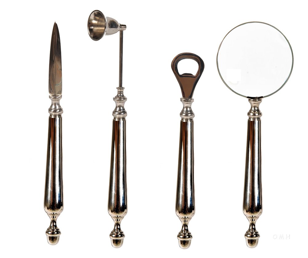 Magnifying Glass Letter Opener Bottle Opener And Candle Snuffer Set HomeRoots