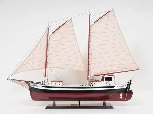 31" Black and White Solid Wood Hand Painted Model Boat Tabletop Sculpture HomeRoots