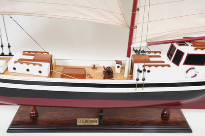 31" Black and White Solid Wood Hand Painted Model Boat Tabletop Sculpture HomeRoots