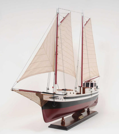 31" Black and White Solid Wood Hand Painted Model Boat Tabletop Sculpture HomeRoots