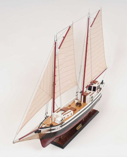31" Black and White Solid Wood Hand Painted Model Boat Tabletop Sculpture HomeRoots