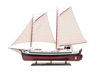 31" Black and White Solid Wood Hand Painted Model Boat Tabletop Sculpture HomeRoots