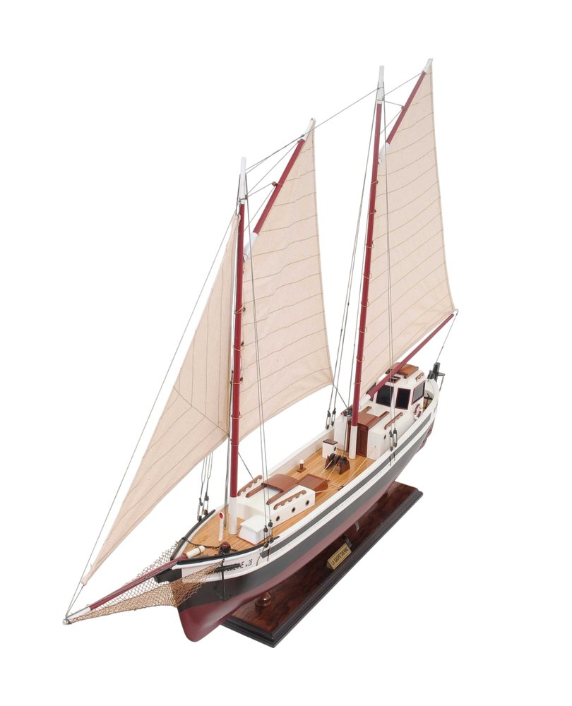 31" Black and White Solid Wood Hand Painted Model Boat Tabletop Sculpture HomeRoots