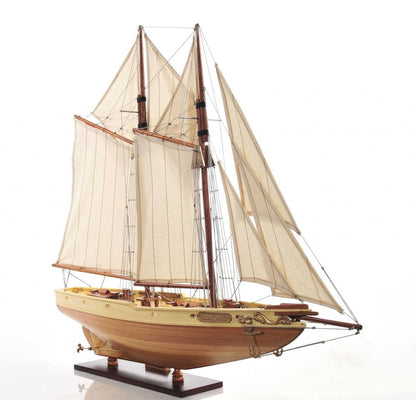 24" Brown Solid Wood Hand Painted Model Boat HomeRoots