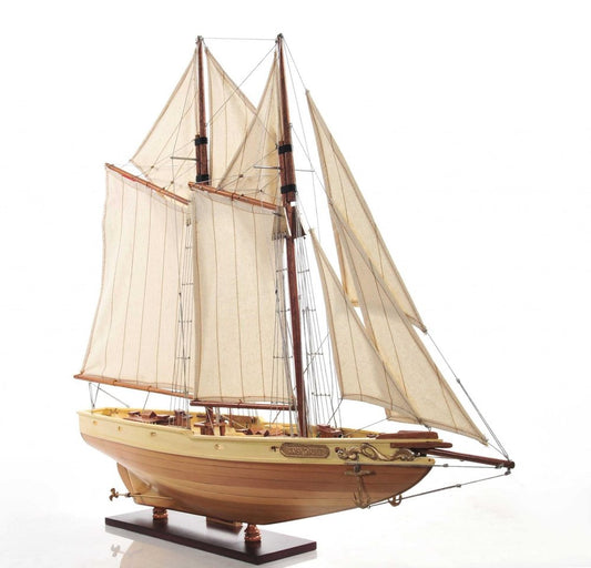 24" Brown Solid Wood Hand Painted Model Boat HomeRoots