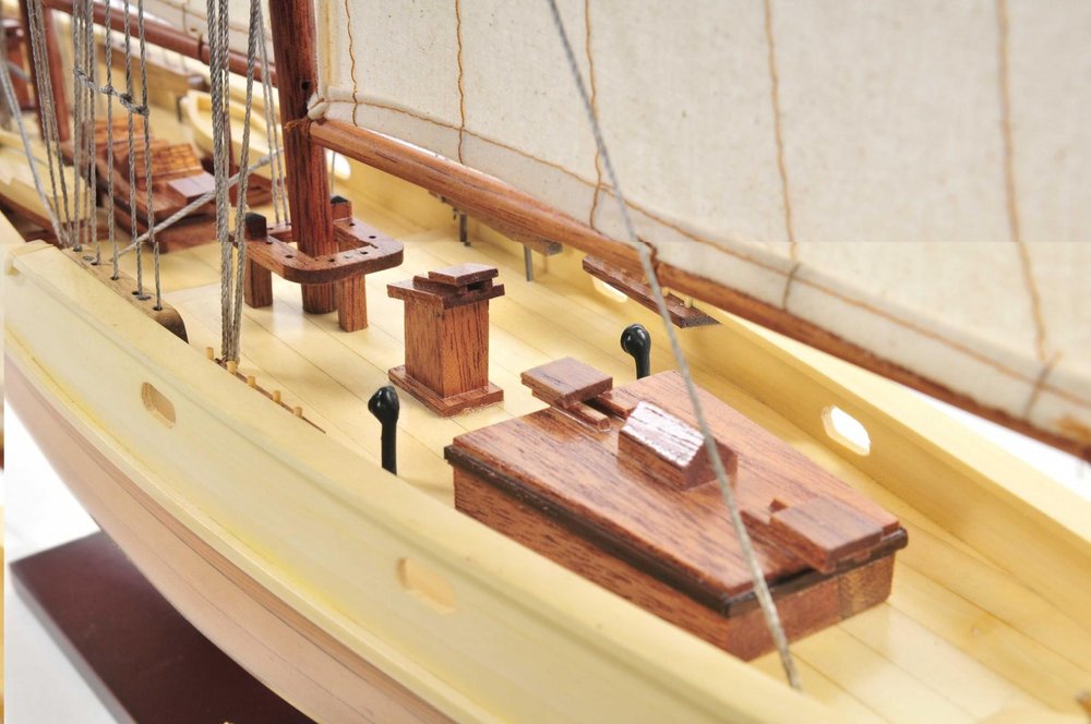 24" Brown Solid Wood Hand Painted Model Boat HomeRoots