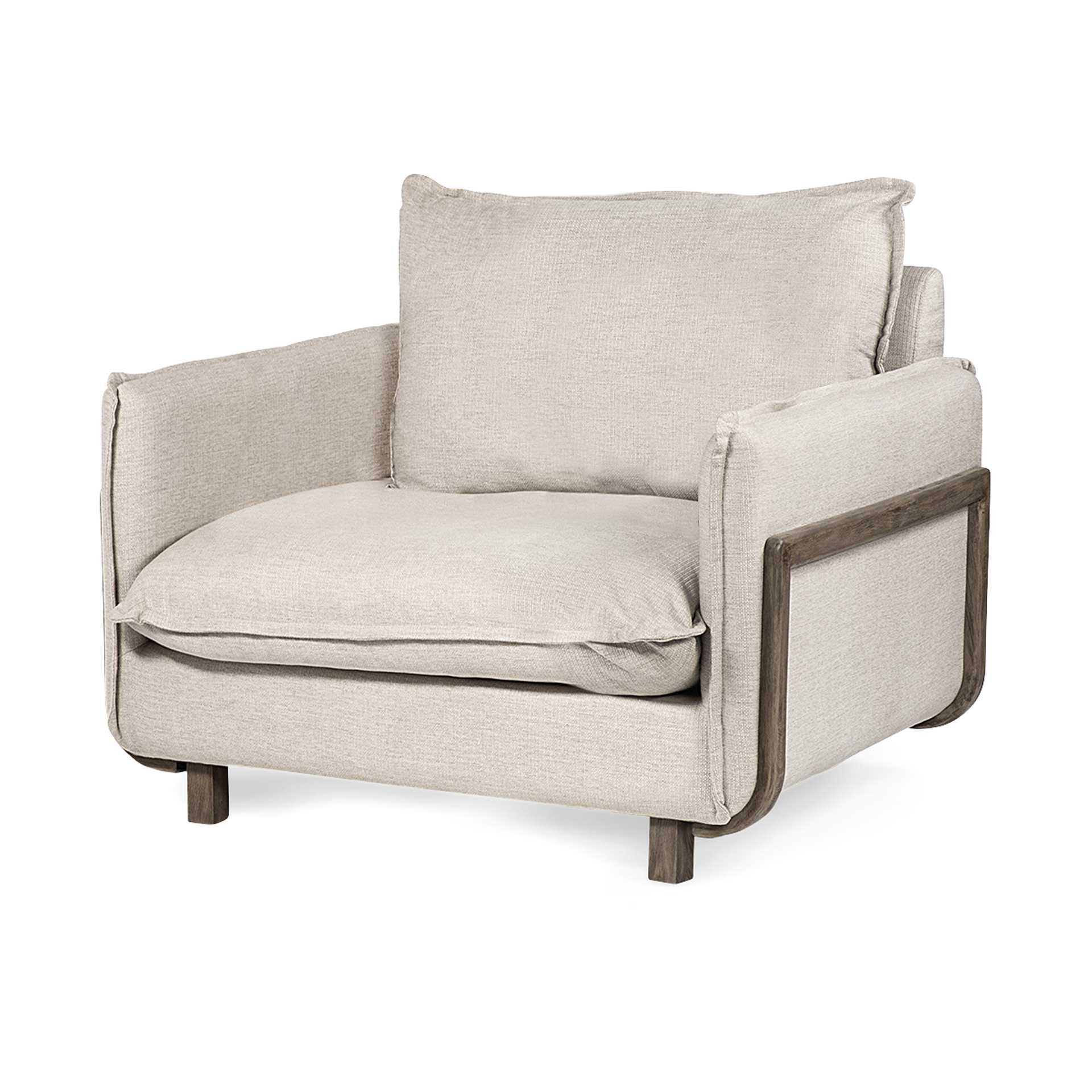 42" Cream and Brown Linen Club Chair HomeRoots