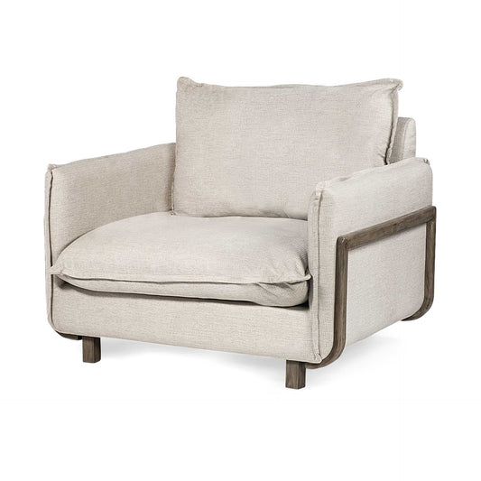 42" Cream and Brown Linen Club Chair HomeRoots