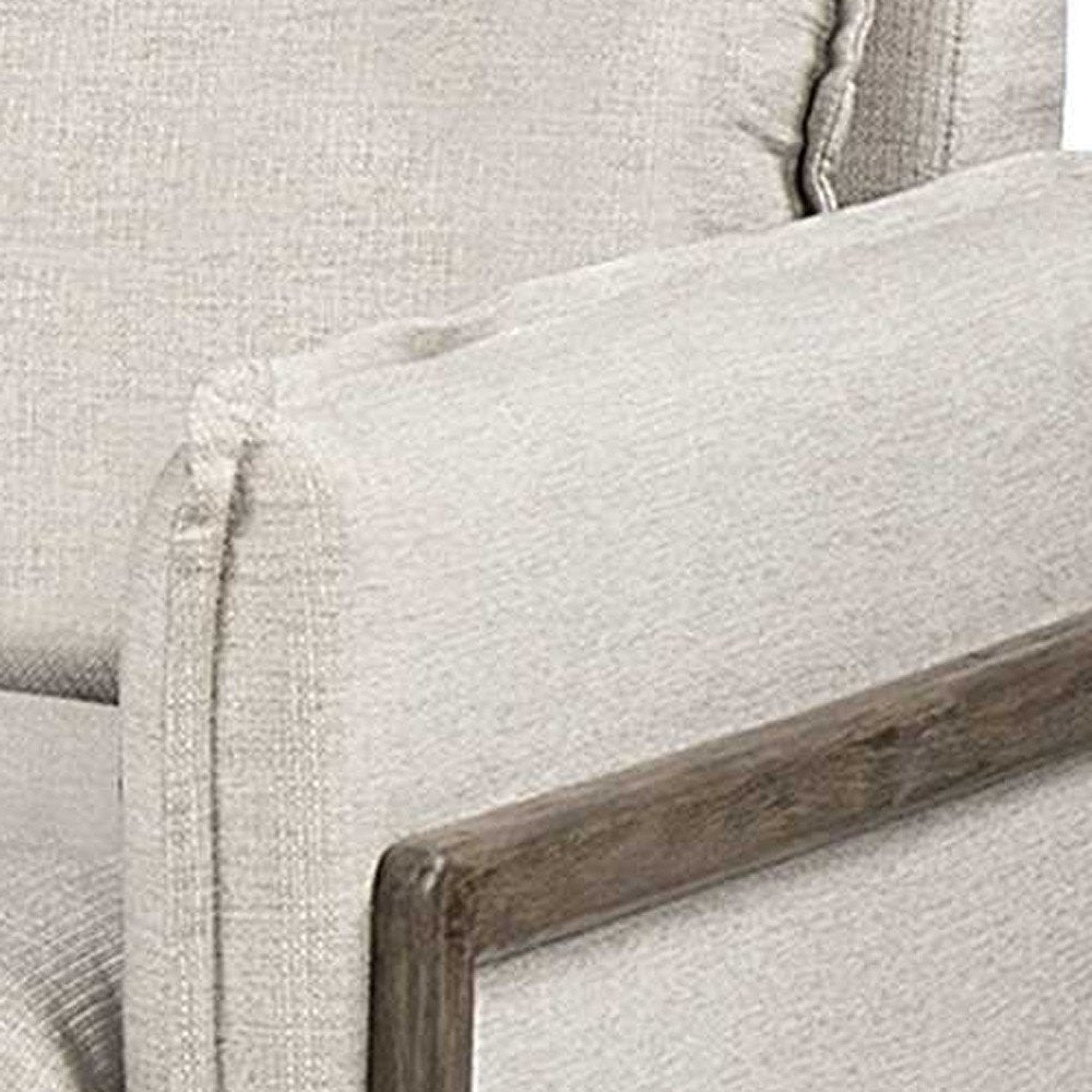 42" Cream and Brown Linen Club Chair HomeRoots