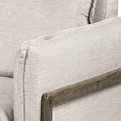 42" Cream and Brown Linen Club Chair HomeRoots