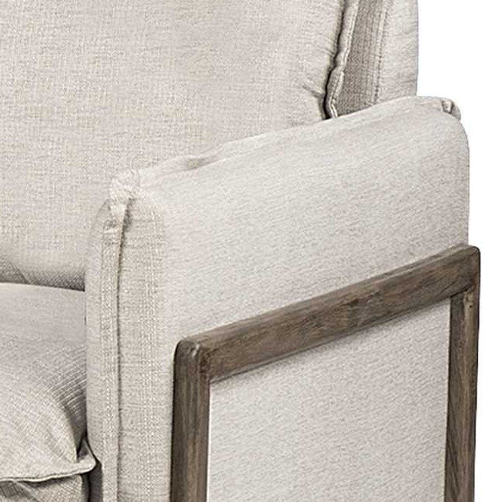 42" Cream and Brown Linen Club Chair HomeRoots
