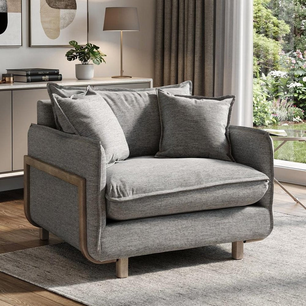 42" Gray Linen Arm Chair HomeRoots