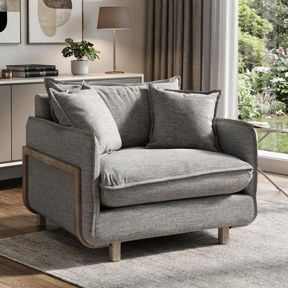 42" Gray Linen Arm Chair HomeRoots