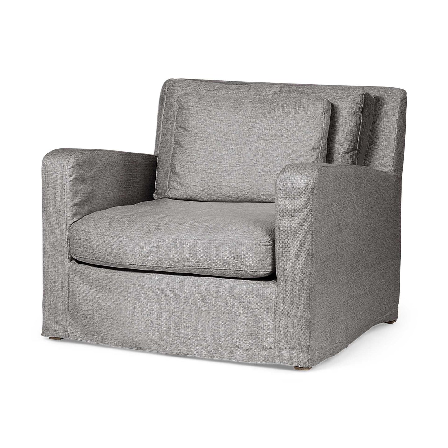 38" Gray and Brown Linen Arm Chair HomeRoots