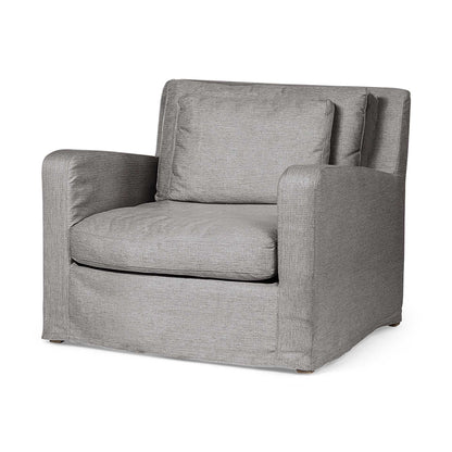 38" Gray and Brown Linen Arm Chair HomeRoots