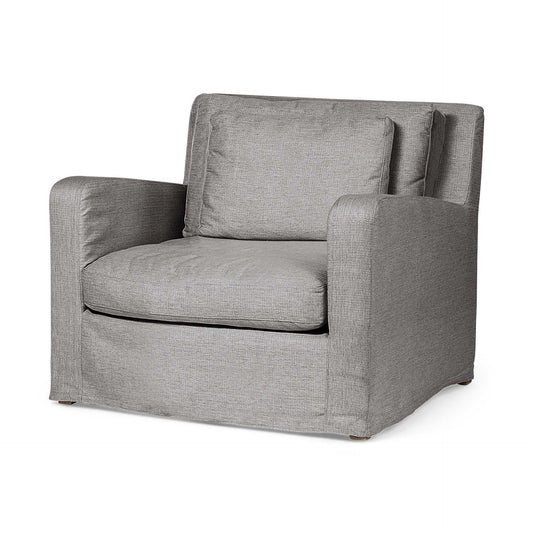 38" Gray and Brown Linen Arm Chair HomeRoots