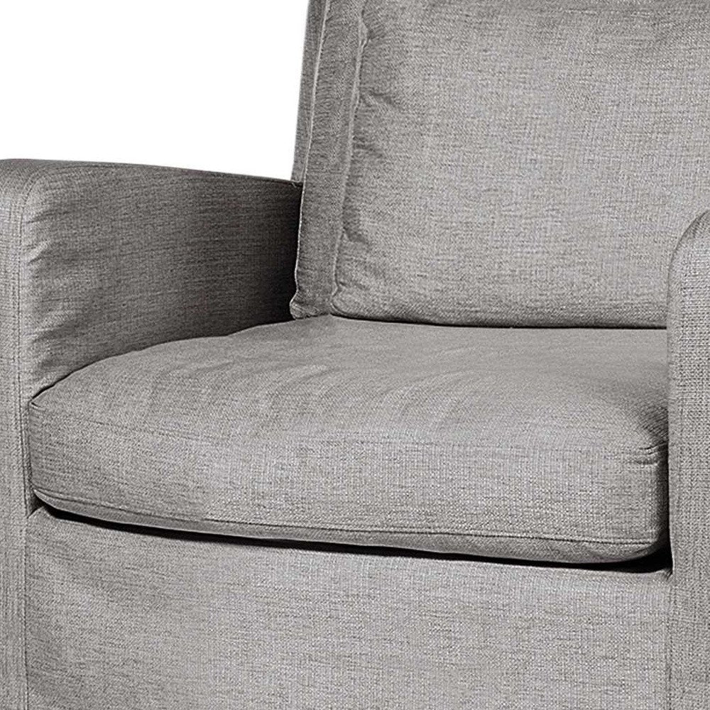 38" Gray and Brown Linen Arm Chair HomeRoots