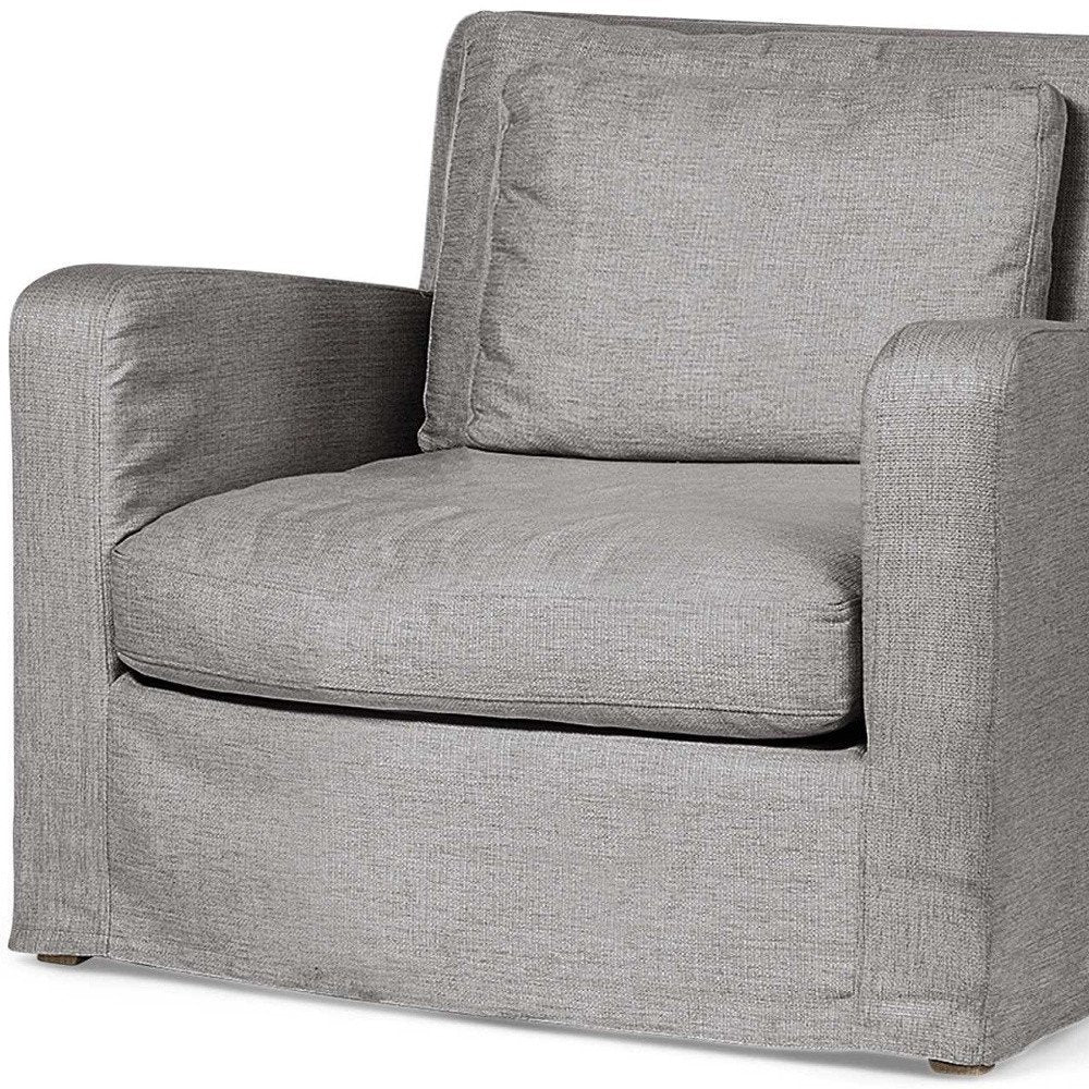 38" Gray and Brown Linen Arm Chair HomeRoots
