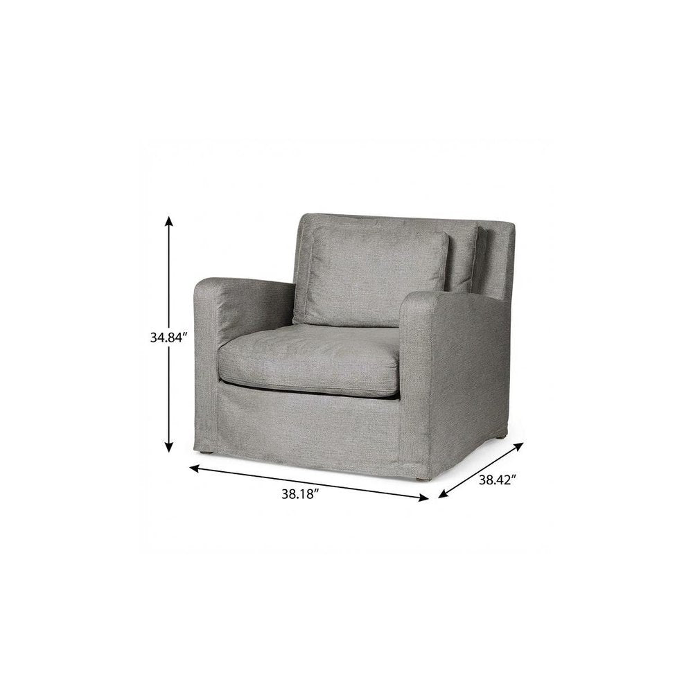 38" Gray and Brown Linen Arm Chair HomeRoots