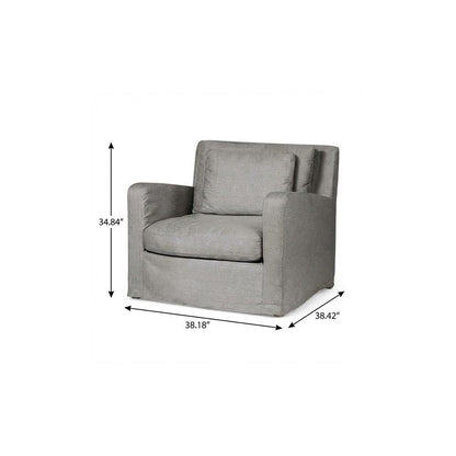 38" Gray and Brown Linen Arm Chair HomeRoots