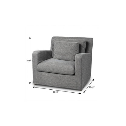 38" Gray and Brown Linen Arm Chair HomeRoots