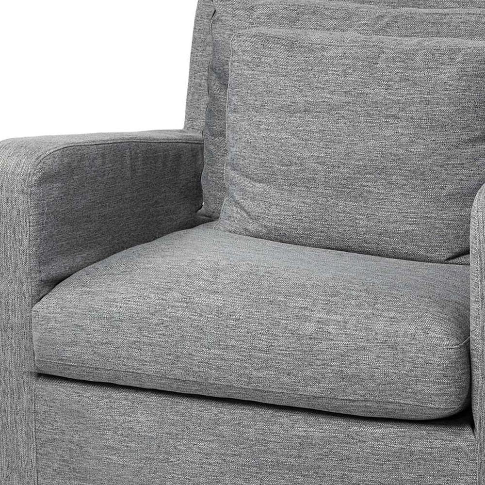 38" Gray and Brown Linen Arm Chair HomeRoots