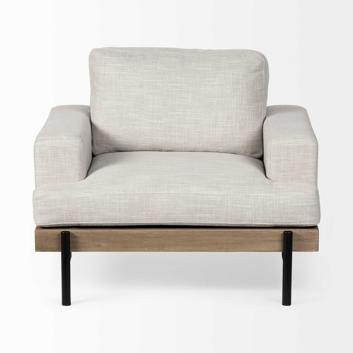 41" Cream and Black Fabric Arm Chair HomeRoots