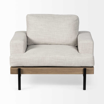 41" Cream and Black Fabric Arm Chair HomeRoots