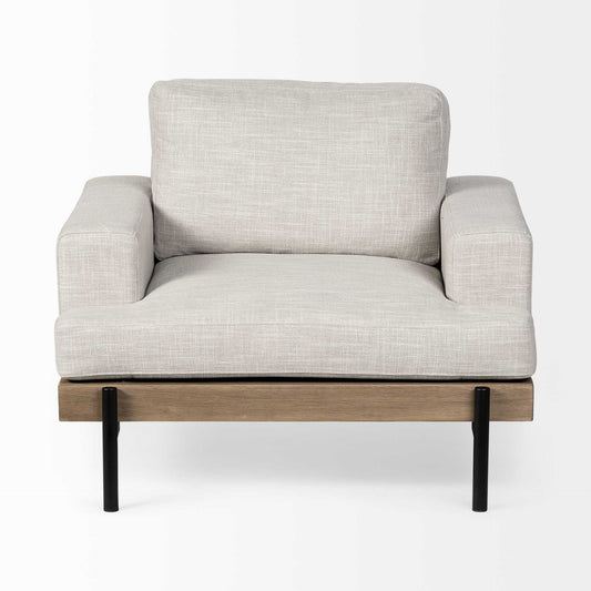 41" Cream and Black Fabric Arm Chair HomeRoots