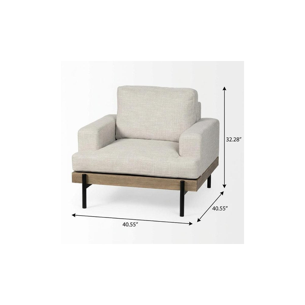 41" Cream and Black Fabric Arm Chair HomeRoots