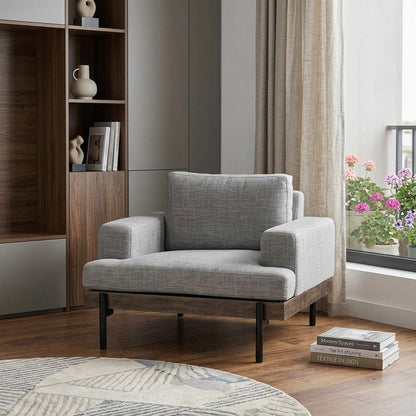 41" Gray and Black Fabric Club Chair HomeRoots