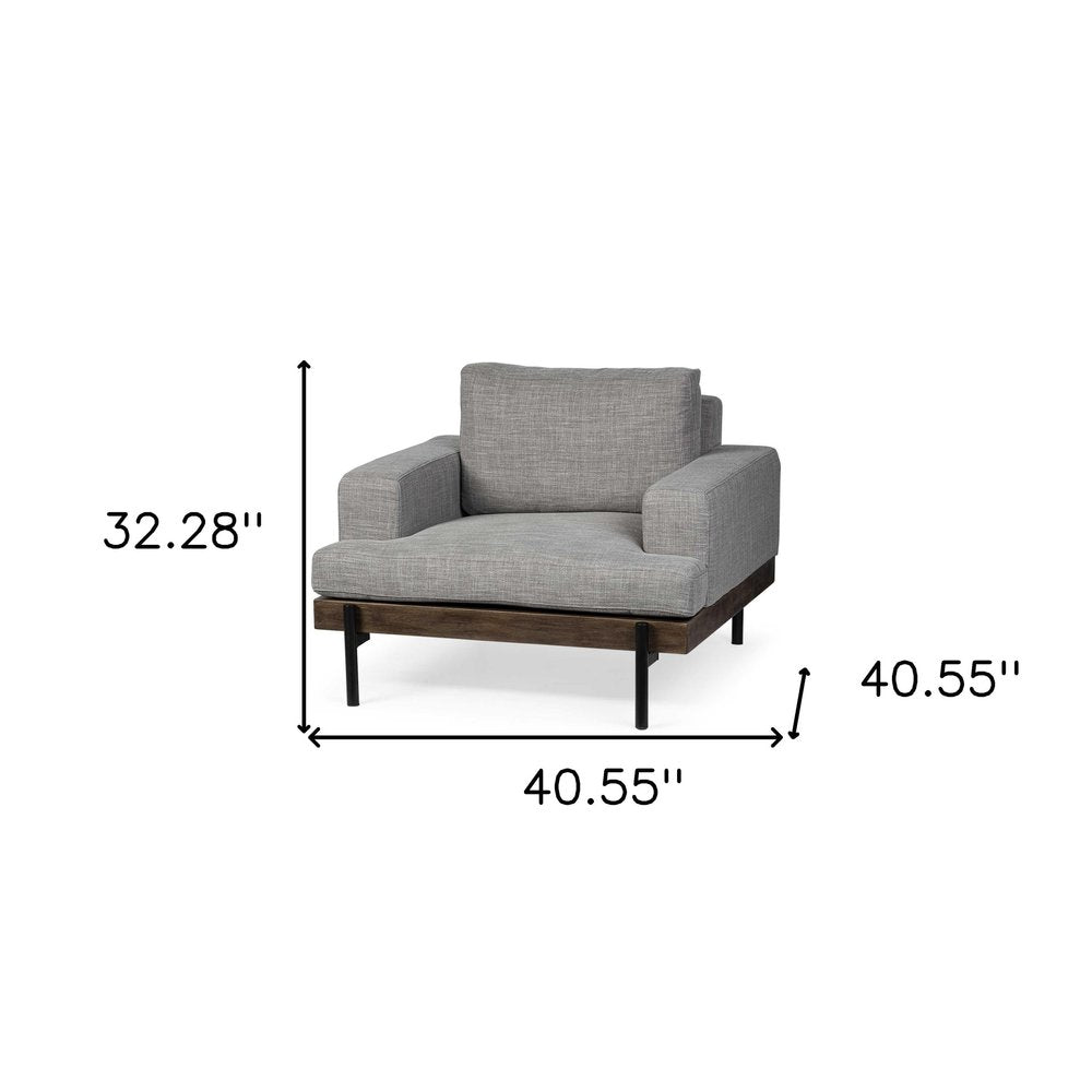 41" Gray and Black Fabric Club Chair HomeRoots