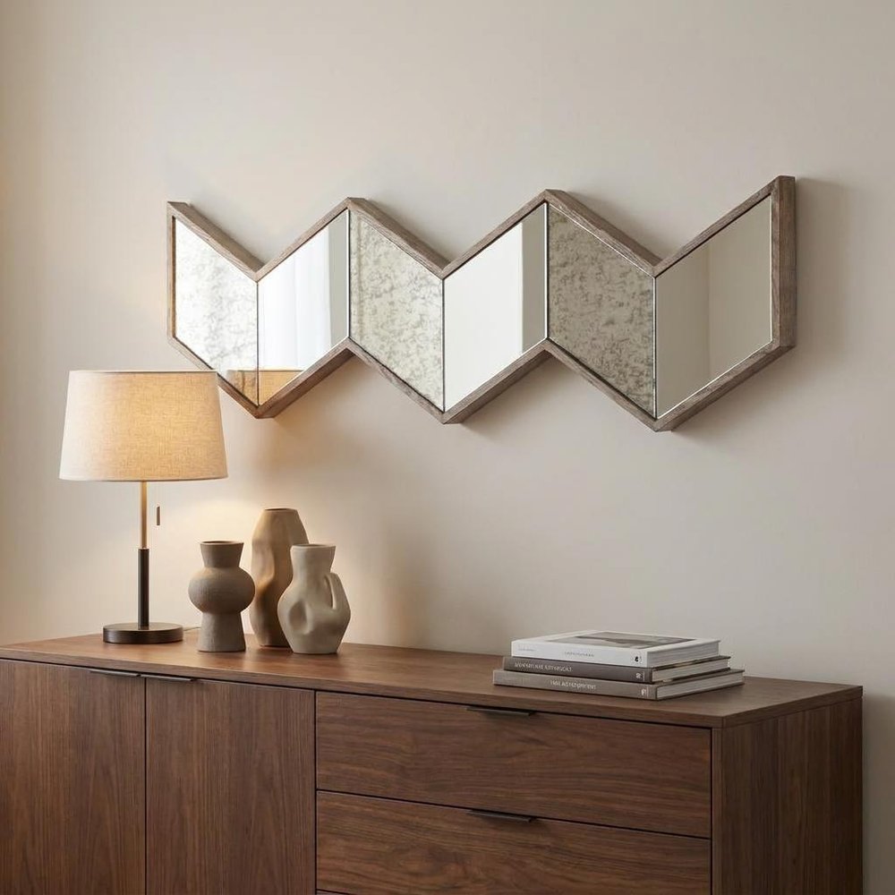 14" Natural Novelty Wood Framed Accent Mirror HomeRoots