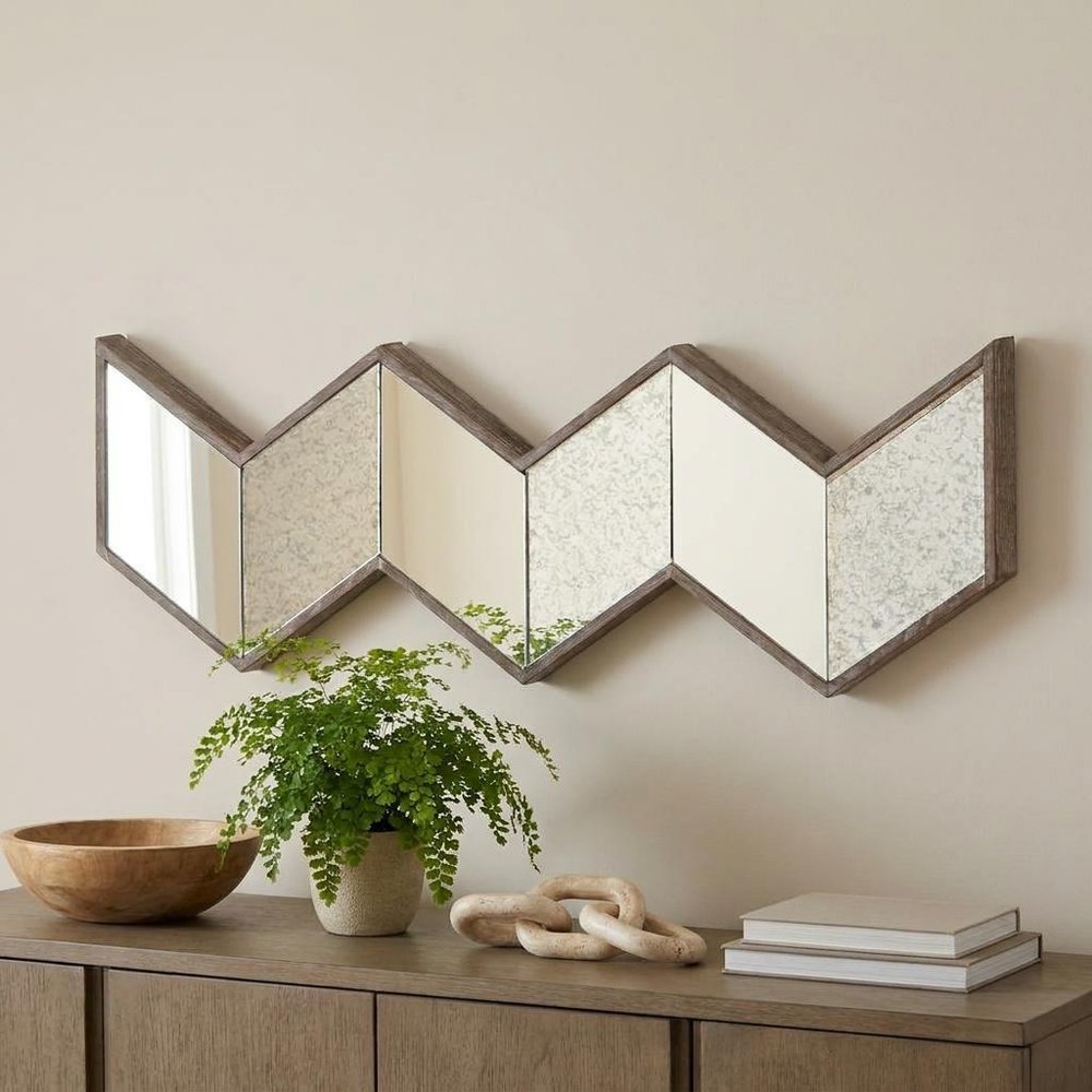 12" Natural Novelty Wood Framed Accent Mirror HomeRoots