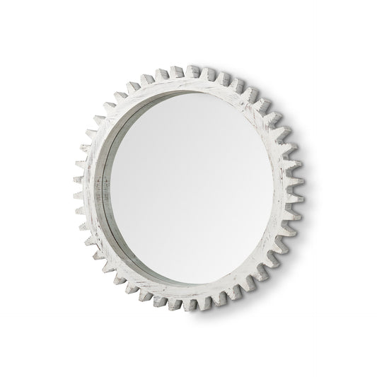 35" White Abstract Wood Framed Accent Mirror HomeRoots