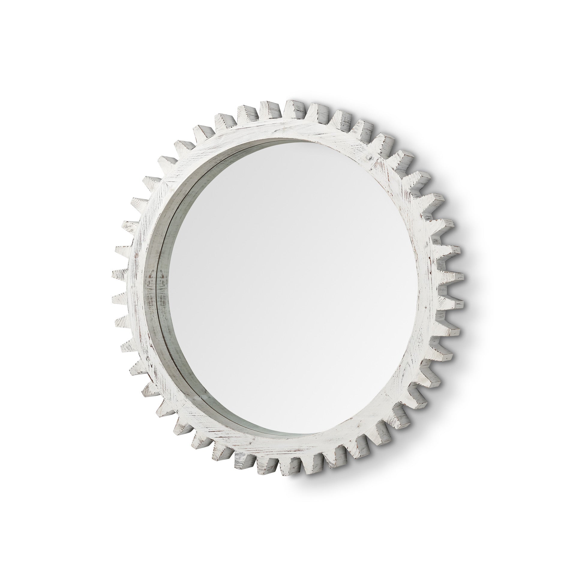 35" White Abstract Wood Framed Accent Mirror HomeRoots