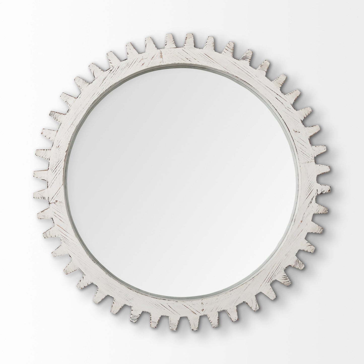 35" White Abstract Wood Framed Accent Mirror HomeRoots