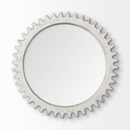 35" White Abstract Wood Framed Accent Mirror HomeRoots
