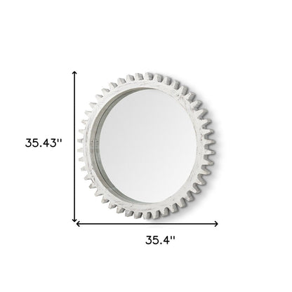 35" White Abstract Wood Framed Accent Mirror HomeRoots