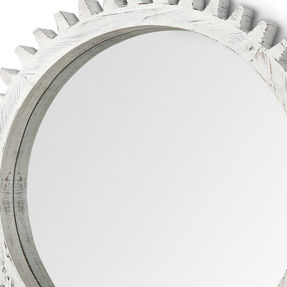 35" White Abstract Wood Framed Accent Mirror HomeRoots