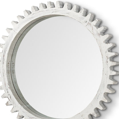35" White Abstract Wood Framed Accent Mirror HomeRoots
