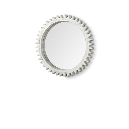 35" White Abstract Wood Framed Accent Mirror HomeRoots