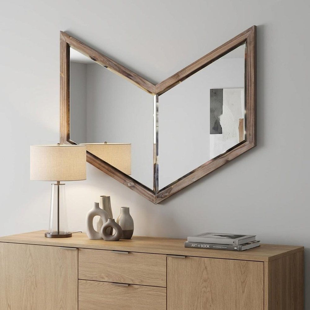 23" Brown Novelty Framed Accent Mirror HomeRoots
