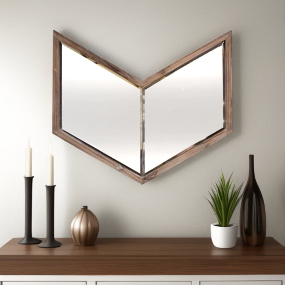 23" Brown Novelty Framed Accent Mirror HomeRoots
