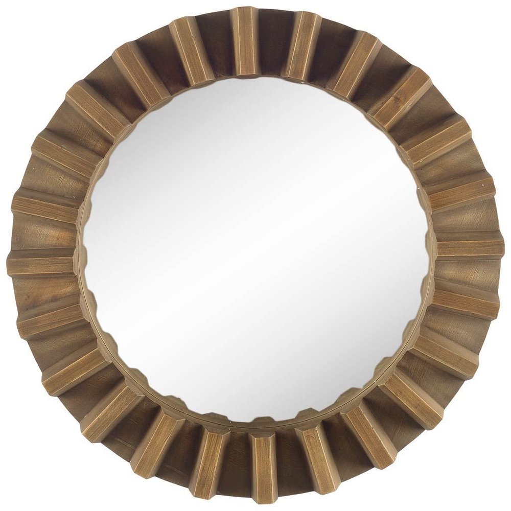 26" Brown Round Wood Framed Accent Mirror HomeRoots