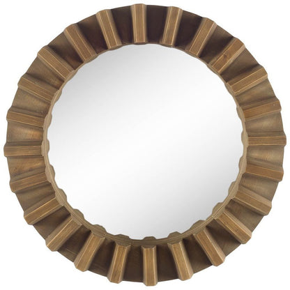 26" Brown Round Wood Framed Accent Mirror HomeRoots