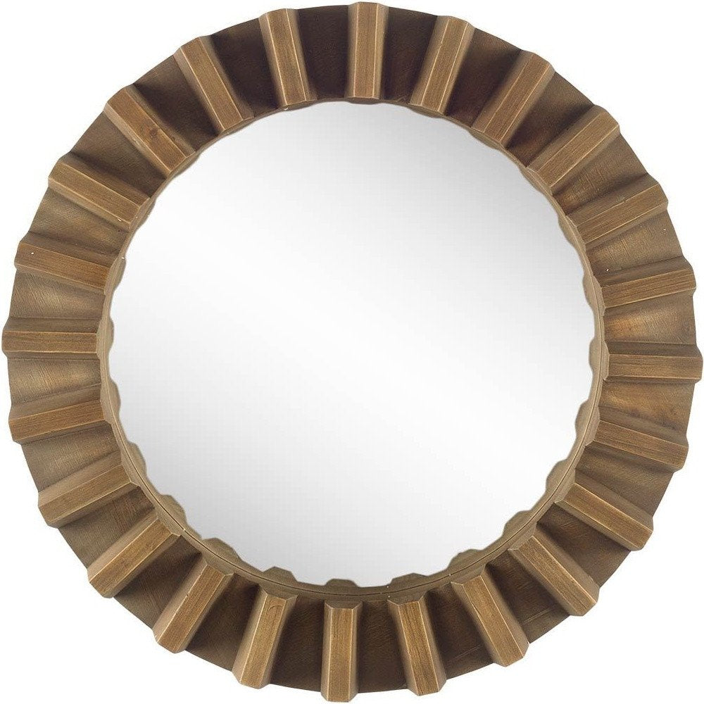 26" Brown Round Wood Framed Accent Mirror HomeRoots