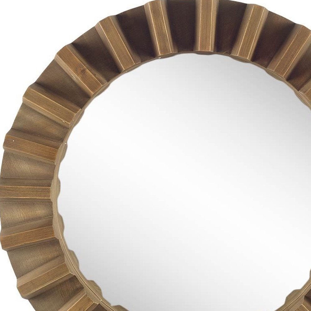 26" Brown Round Wood Framed Accent Mirror HomeRoots