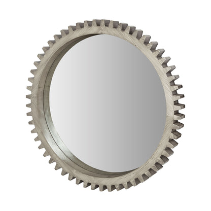 44" Silver Abstract Wood Framed Accent Mirror HomeRoots